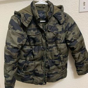 Faded Glory fluffy Camo coat with hood